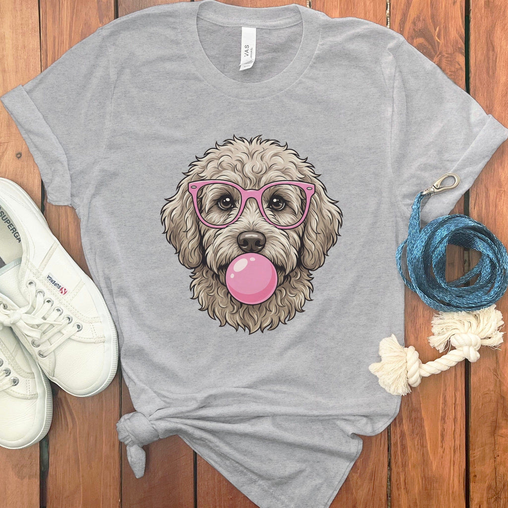 Cute Dog Wearing Glasses Chewing Bubble Gum Shirt