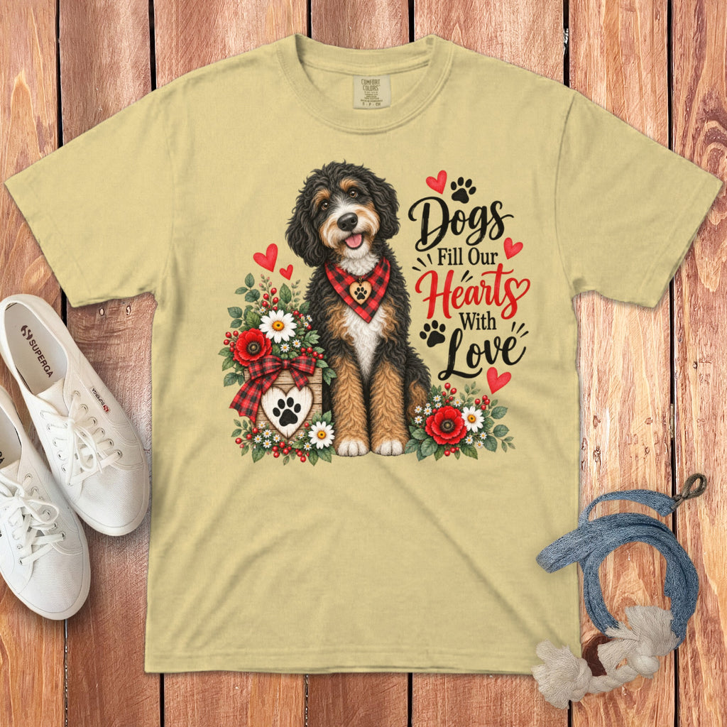 Bernedoodle Hearts Love Signature T-Shirt
