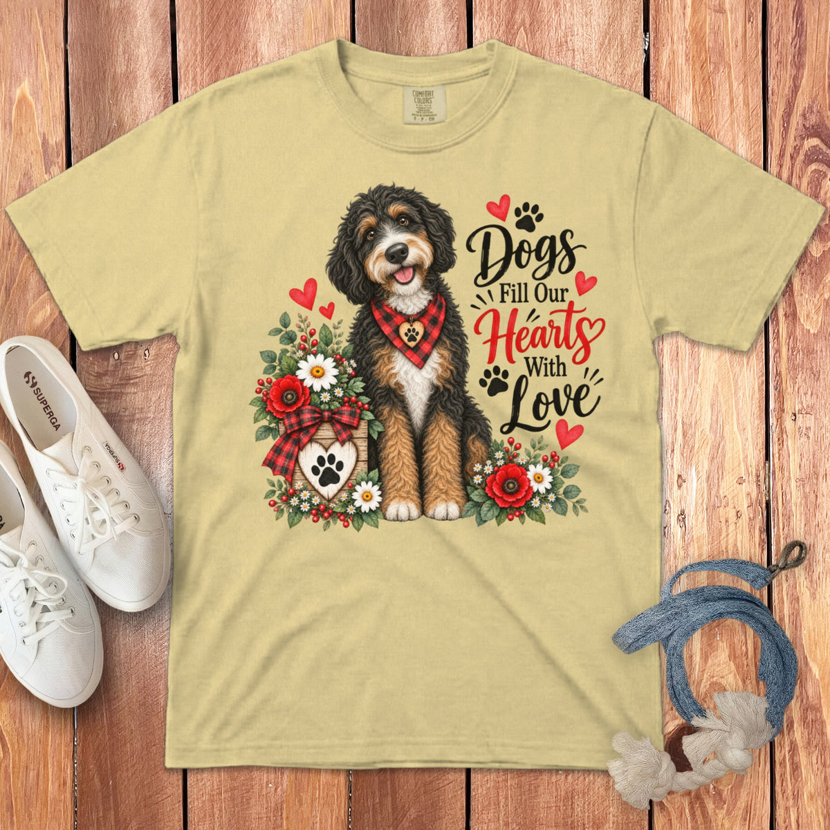 Bernedoodle Hearts Love Signature T-Shirt