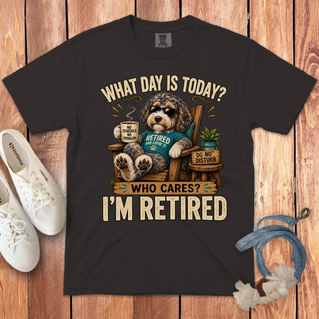 I'm Retired Aussiedoodle Signature T-Shirt in Graphite / S by Puppy Jo