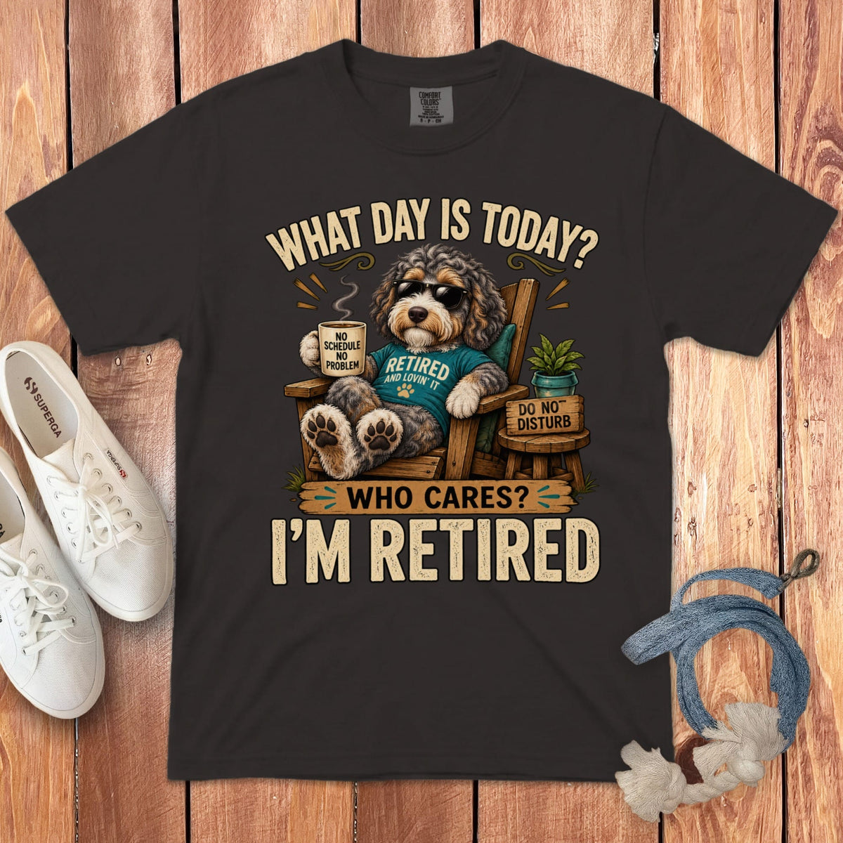 I'm Retired Aussiedoodle Signature T-Shirt in Graphite / S by Puppy Jo