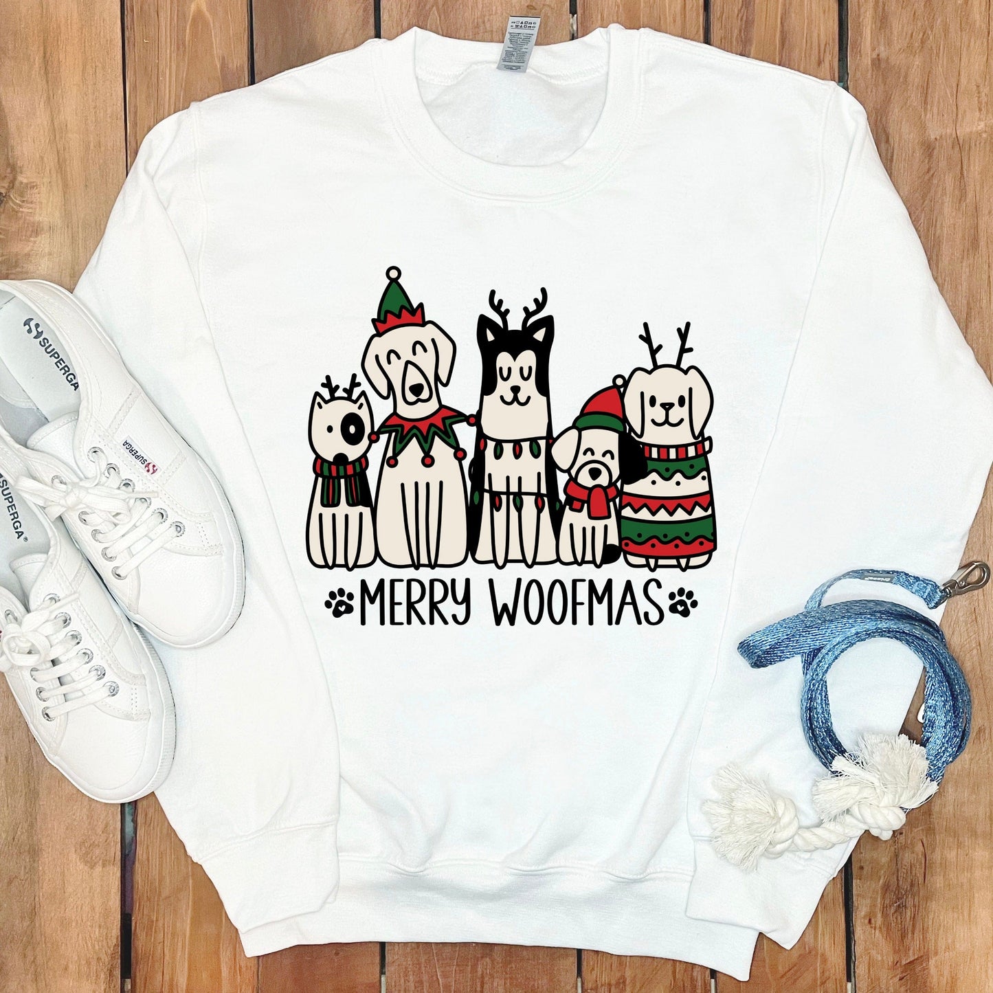 Merry Woofmas Cute Festive Dogs Sweatshirt Product