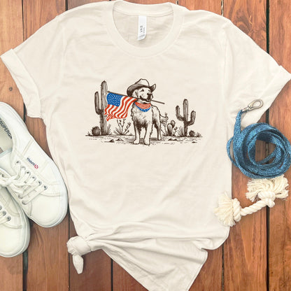 Patriotic Dog with Cowboy Hat Tee product