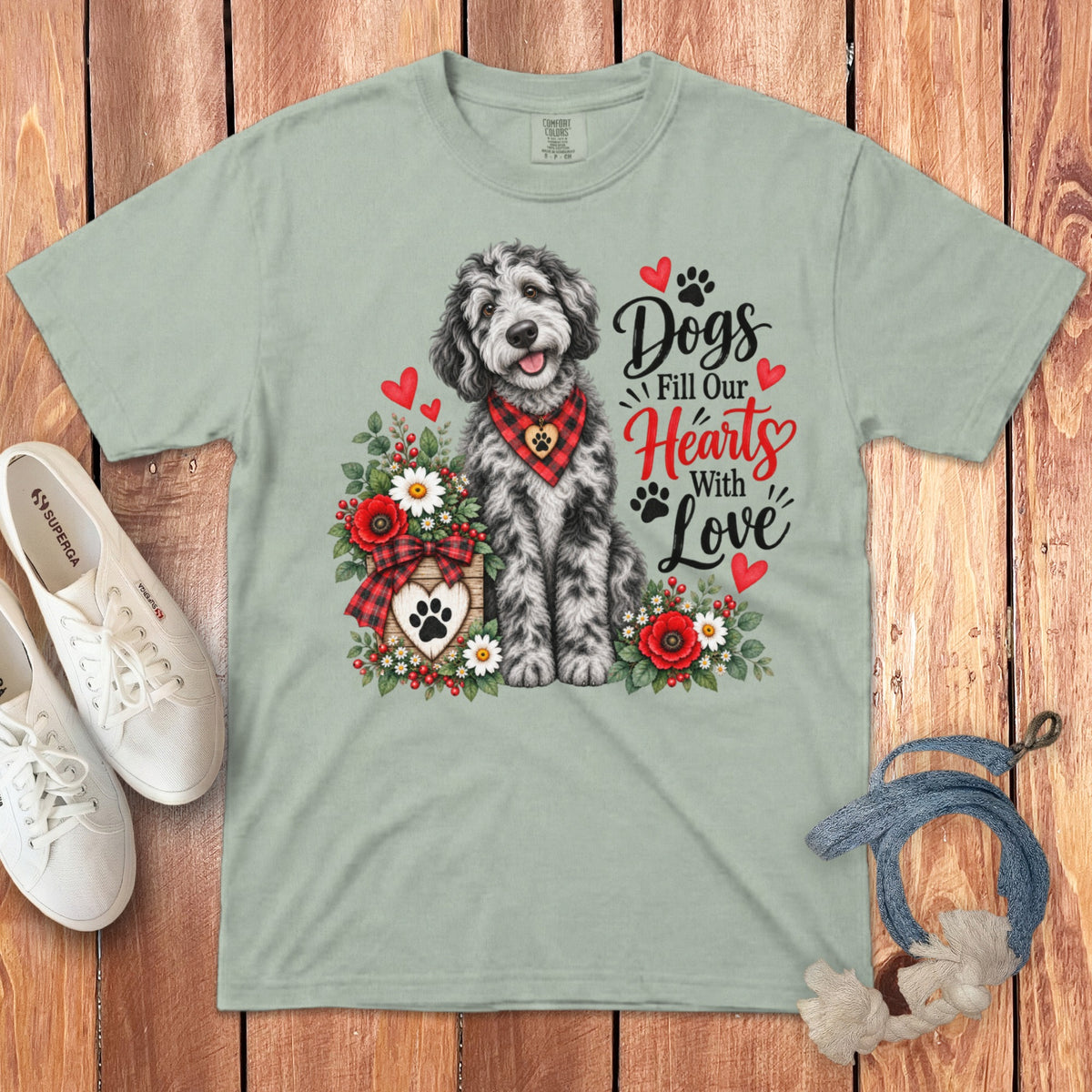 Merle Goldendoodle Hearts Love Signature T-Shirt