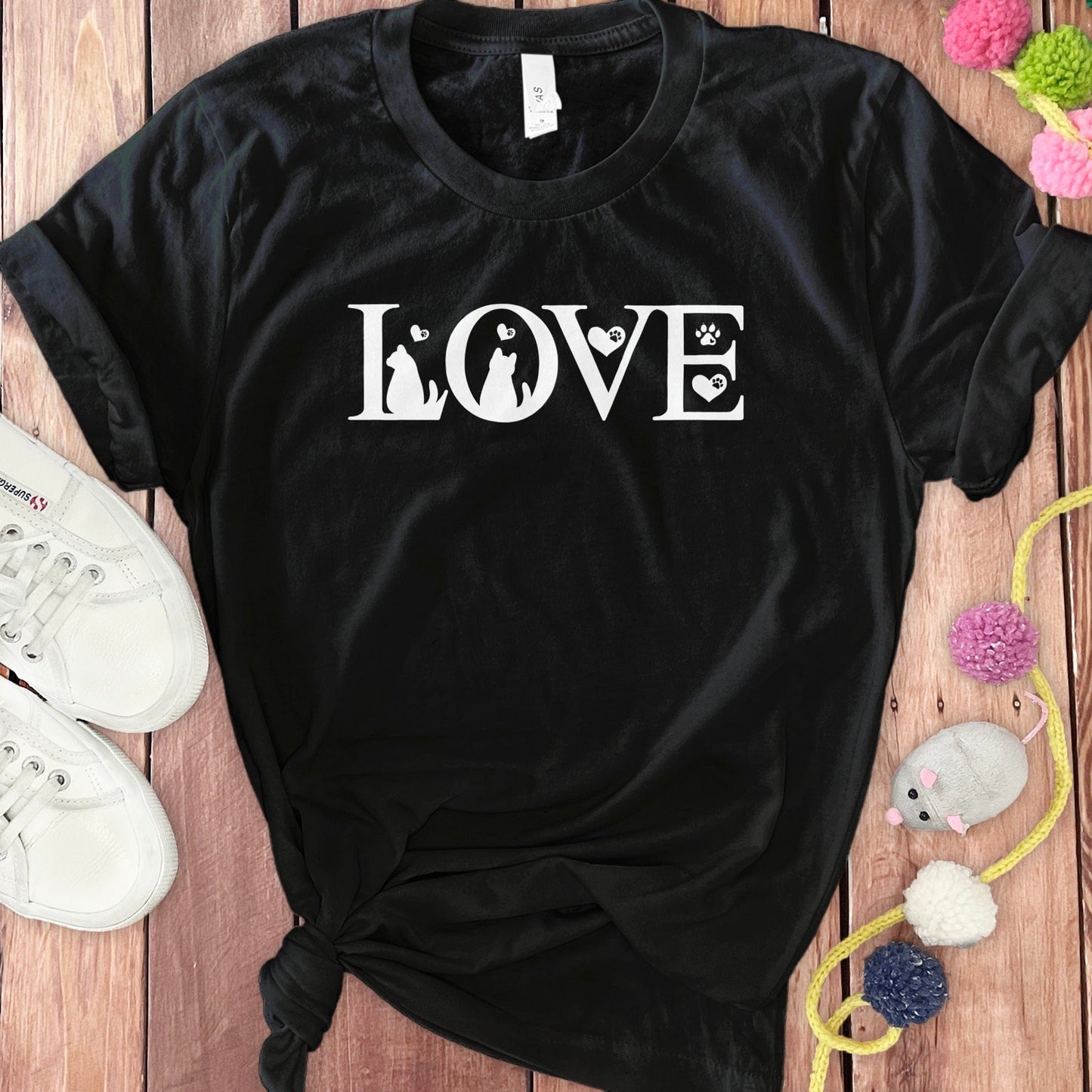 Cute Black Love T-Shirt Featuring Cats Design product type