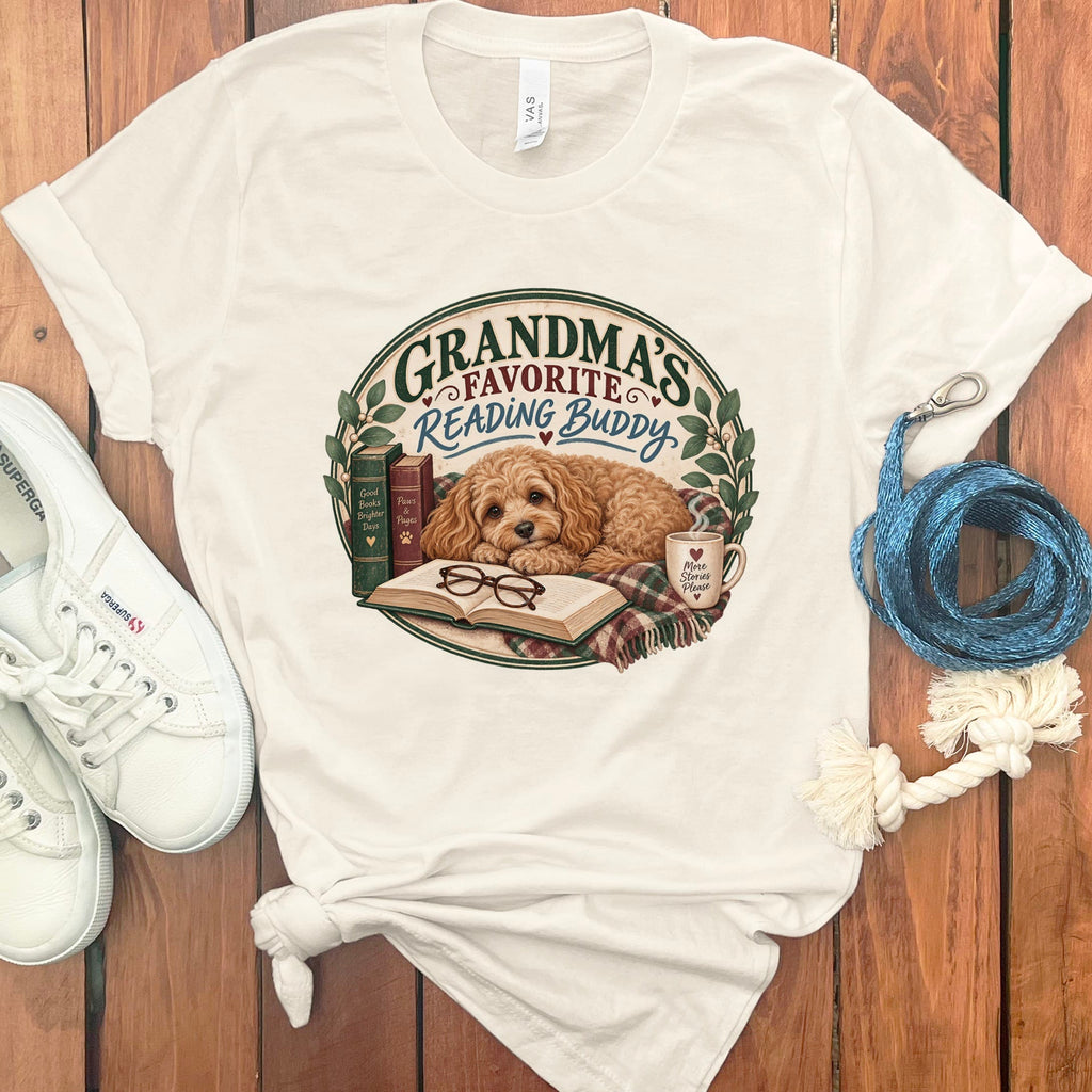 Cavapoo Reading Buddy T-Shirt in Natural / S by Puppy Jo