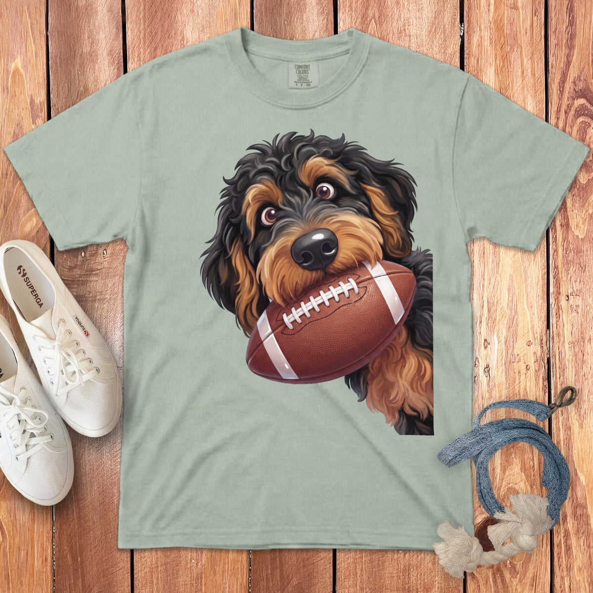 Phantom Goldendoodle Football Signature T-Shirt in Bay / S by Puppy Jo
