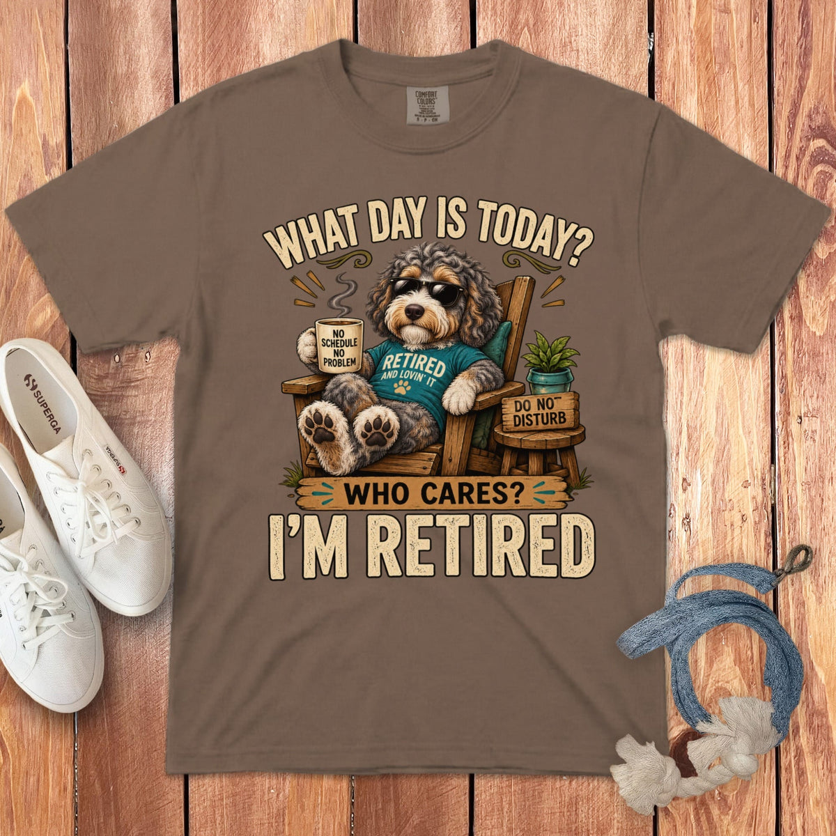 I'm Retired Aussiedoodle Signature T-Shirt in Espresso / S by Puppy Jo