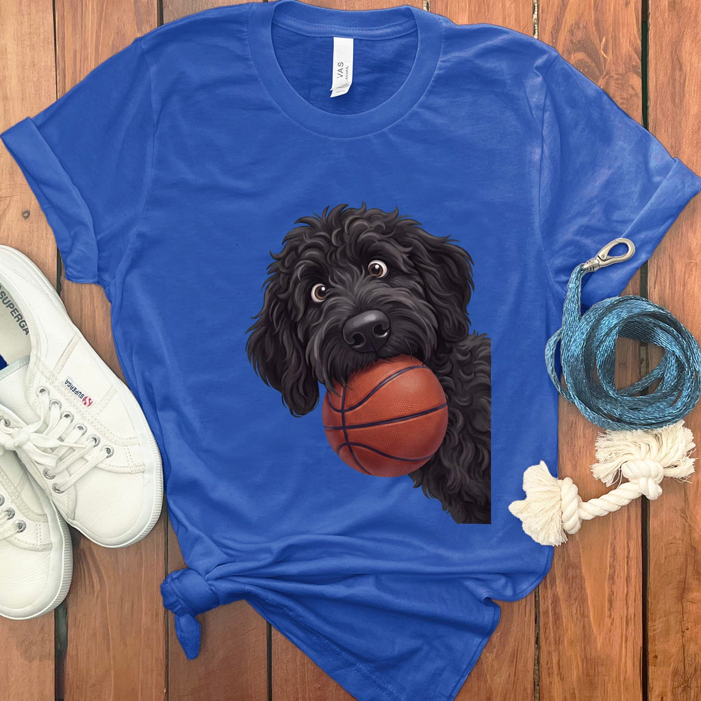 Black Goldendoodle Basketball T-Shirt in True Royal / S by Puppy Jo