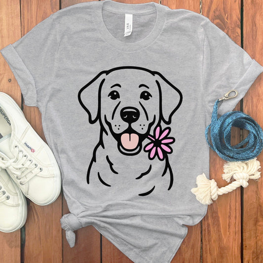 Dog with Flower Graphic T-Shirt product type