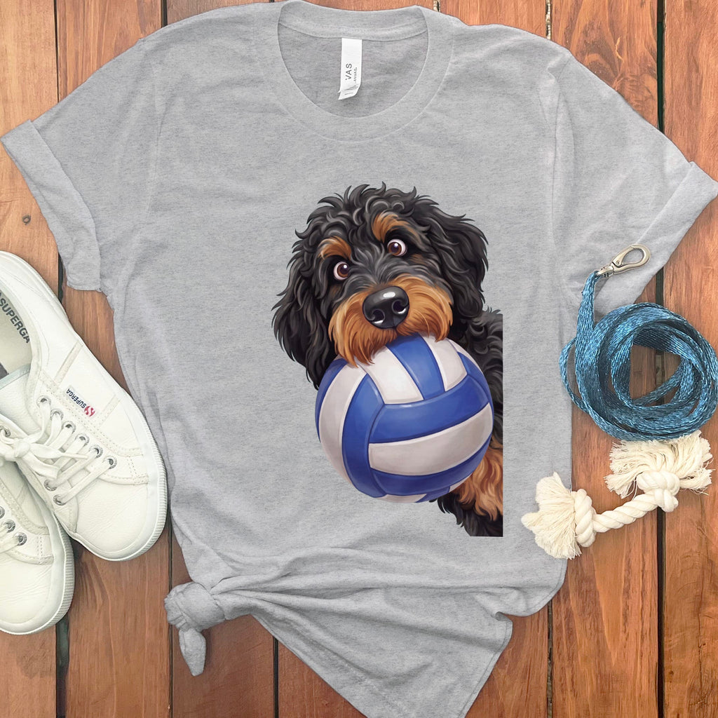 Phantom Goldendoodle Volleyball T-Shirt in Athletic Heather / S by Puppy Jo