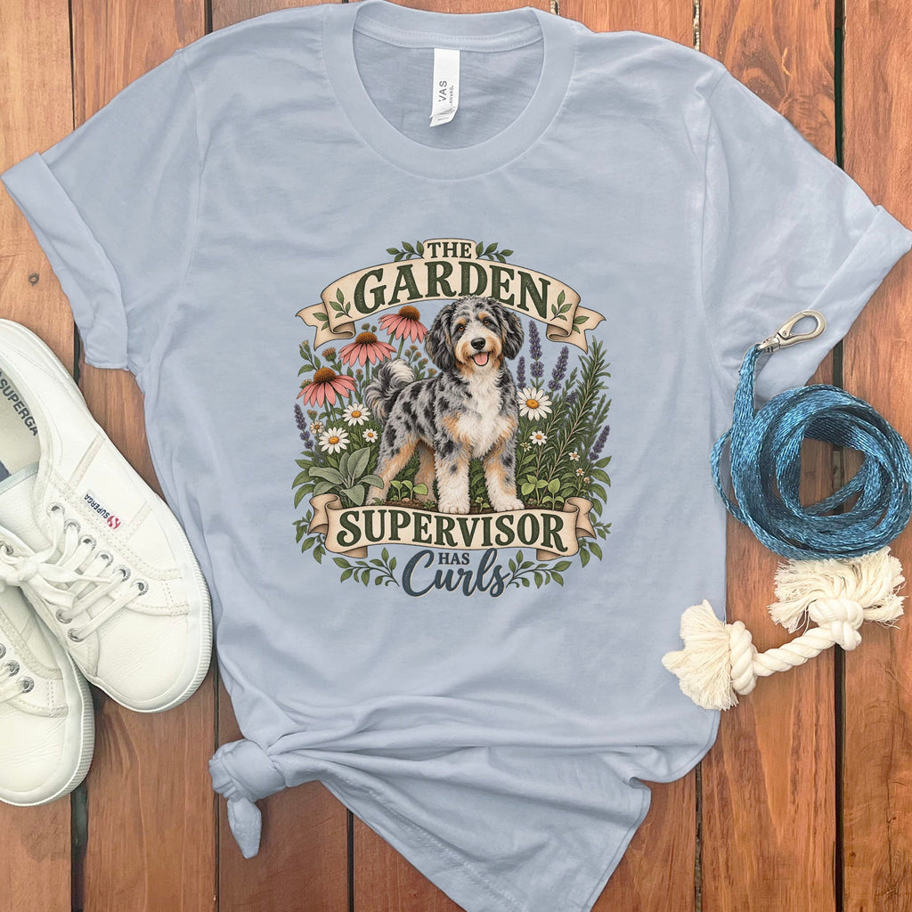 Aussiedoodle Garden Supervisor T-Shirt in Light Blue / S by Puppy Jo