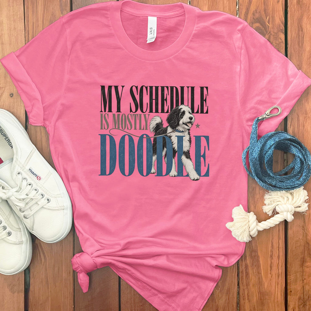 Sheepadoodle Schedule T-Shirt in Charity Pink / S by Puppy Jo