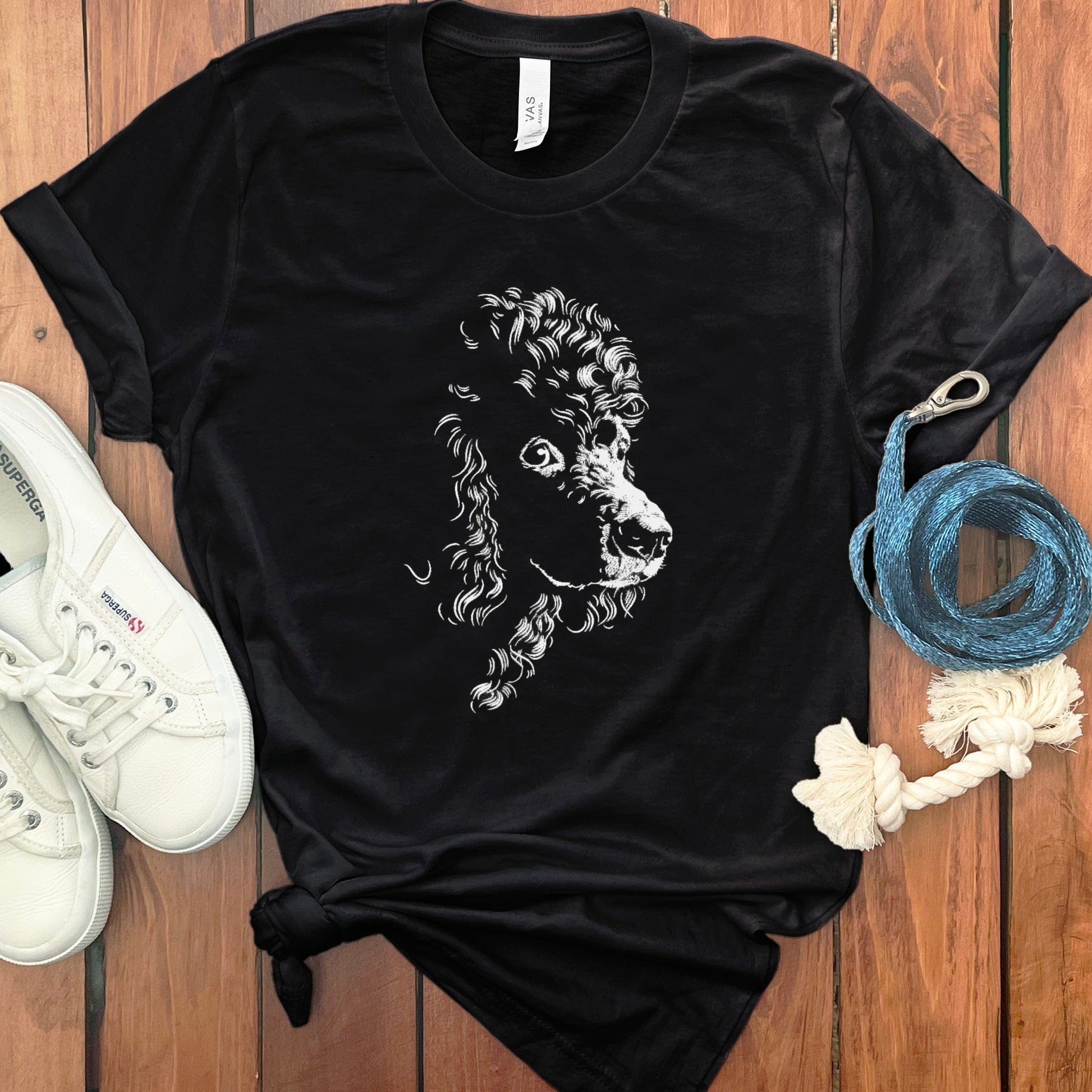 Artistic Poodle Illustration on Black Tee product type