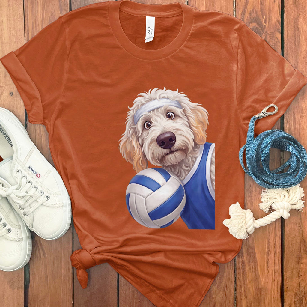 Maltipoo Volleyball Player T-Shirt in Autumn / S by Puppy Jo