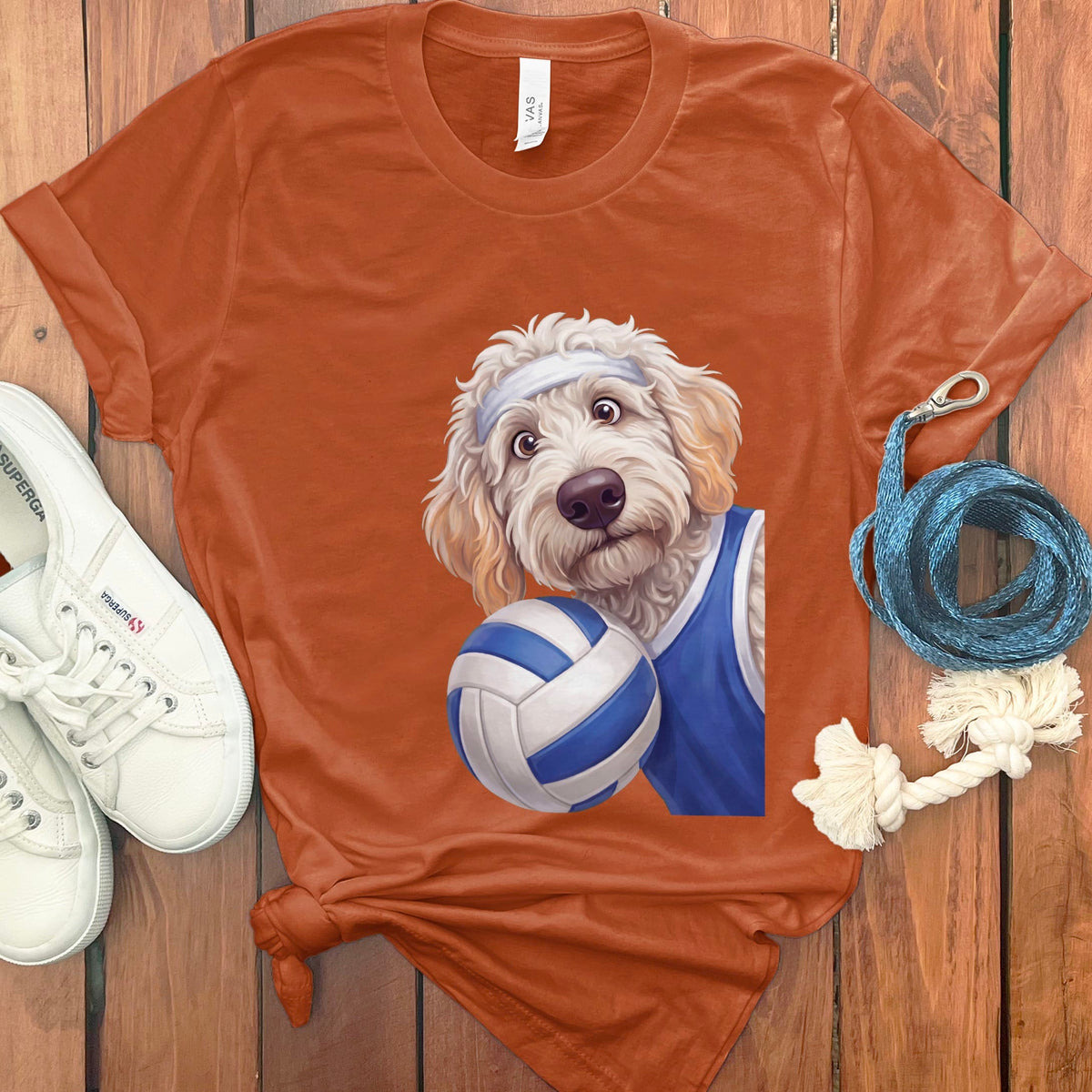 Maltipoo Volleyball Player T-Shirt in Autumn / S by Puppy Jo