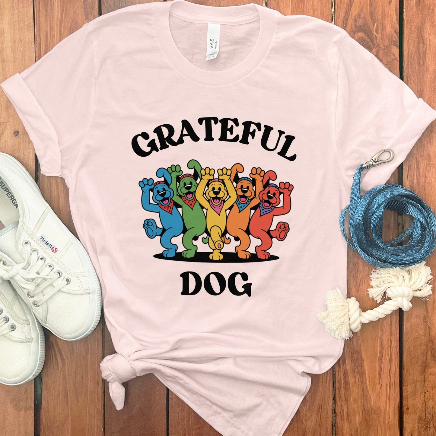 Grateful Dog Colorful Cartoon Graphic Print T-Shirt product