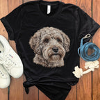 Detailed Dog Face Print Black T-Shirt Product