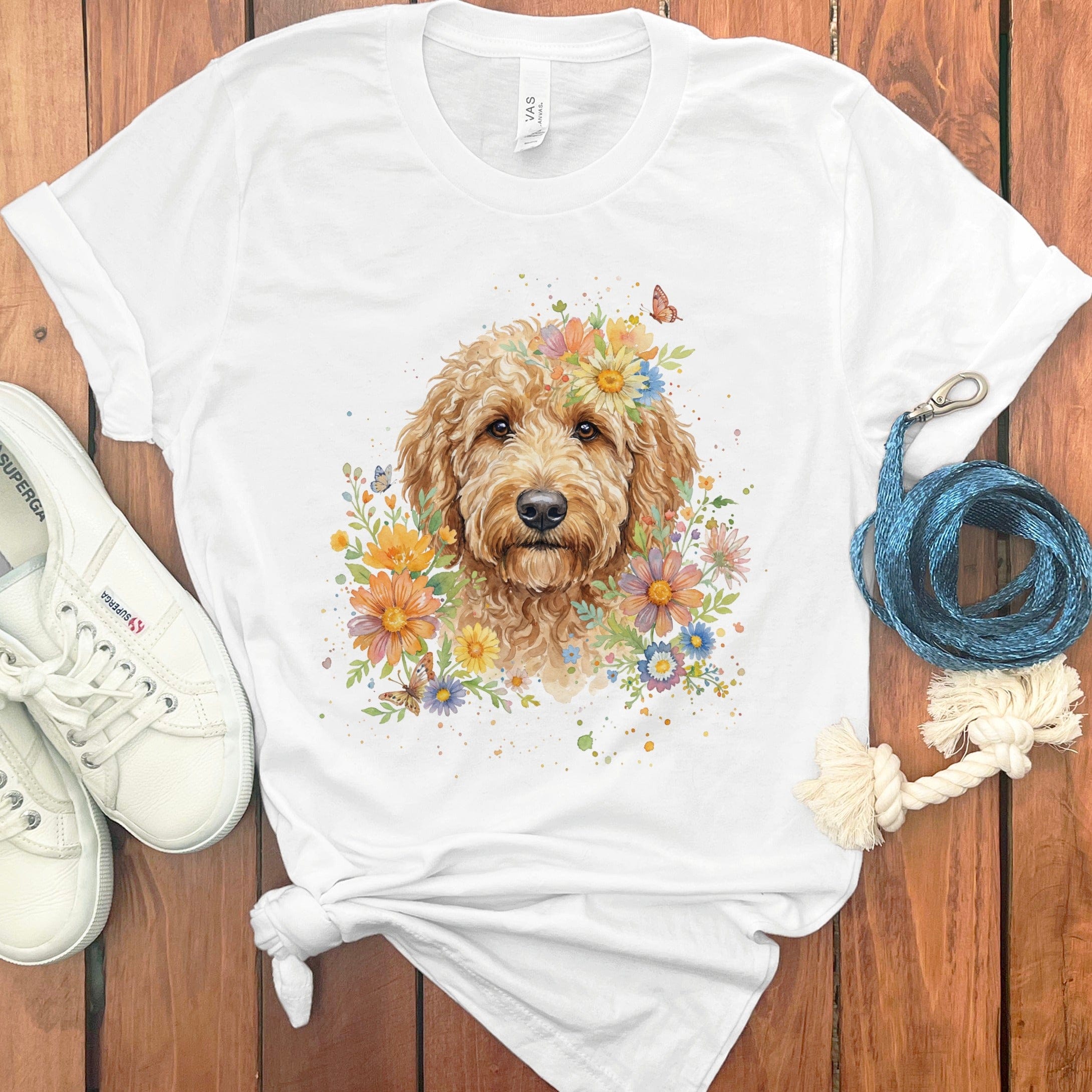 Cute Dog with Floral Design T-Shirt for Dog Lovers