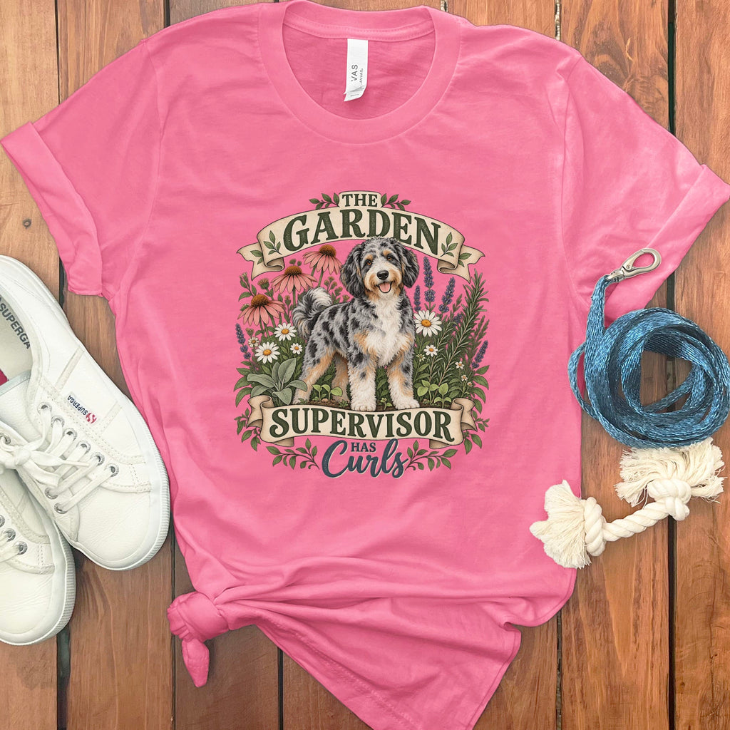Aussiedoodle Garden Supervisor T-Shirt in Charity Pink / S by Puppy Jo
