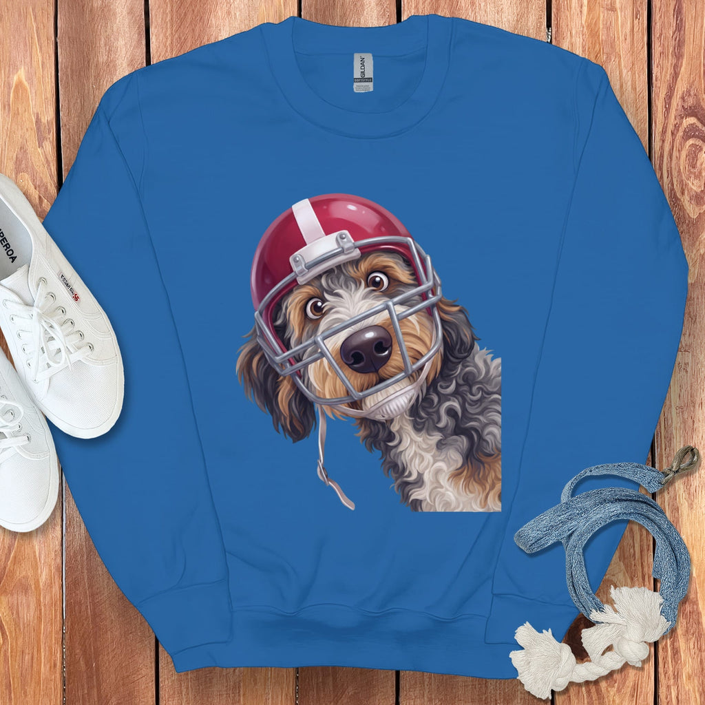 Aussiedoodle Football Helmet Sweatshirt in Royal / S by Puppy Jo