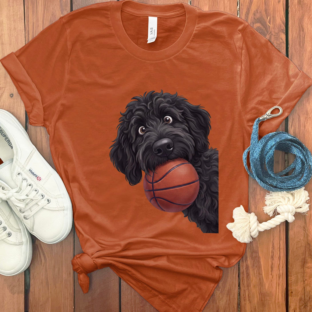 Black Goldendoodle Basketball T-Shirt in Autumn / S by Puppy Jo