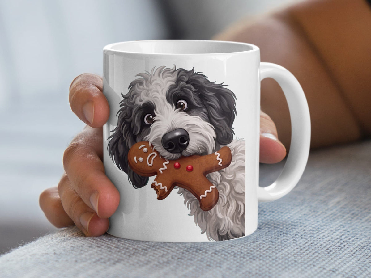 Sheepadoodle Cookie Thief Mug in by Puppy Jo