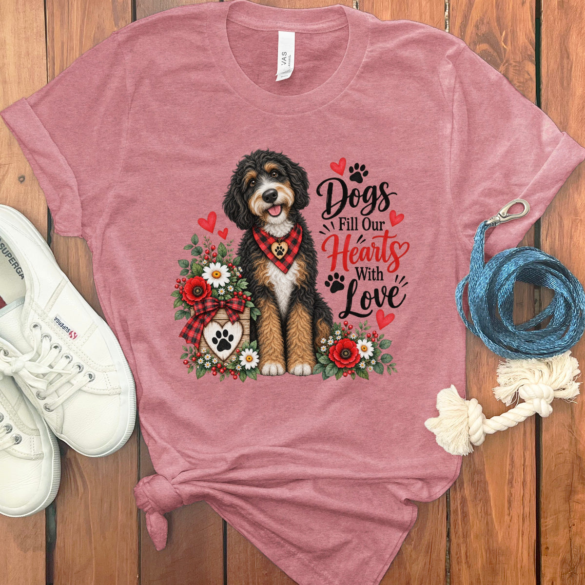 Bernedoodle Hearts Love T-Shirt