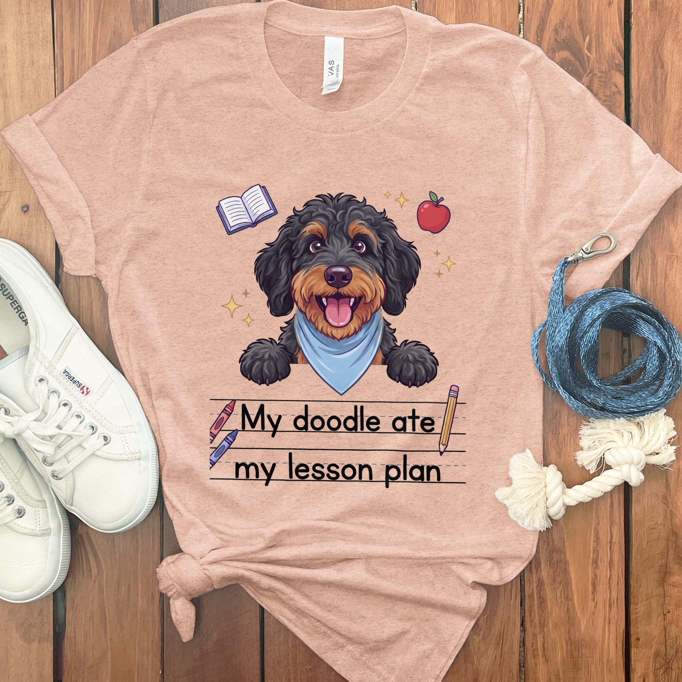 Phantom Goldendoodle Ate Lesson T-Shirt in Heather Peach / S by Puppy Jo