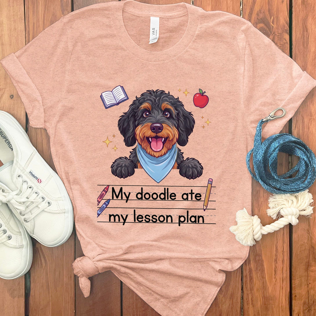 Phantom Goldendoodle Ate Lesson T-Shirt in Heather Peach / S by Puppy Jo