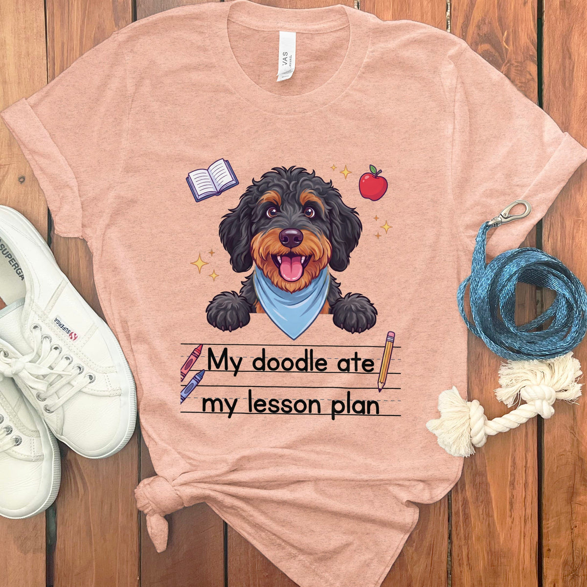 Phantom Goldendoodle Ate Lesson T-Shirt in Heather Peach / S by Puppy Jo