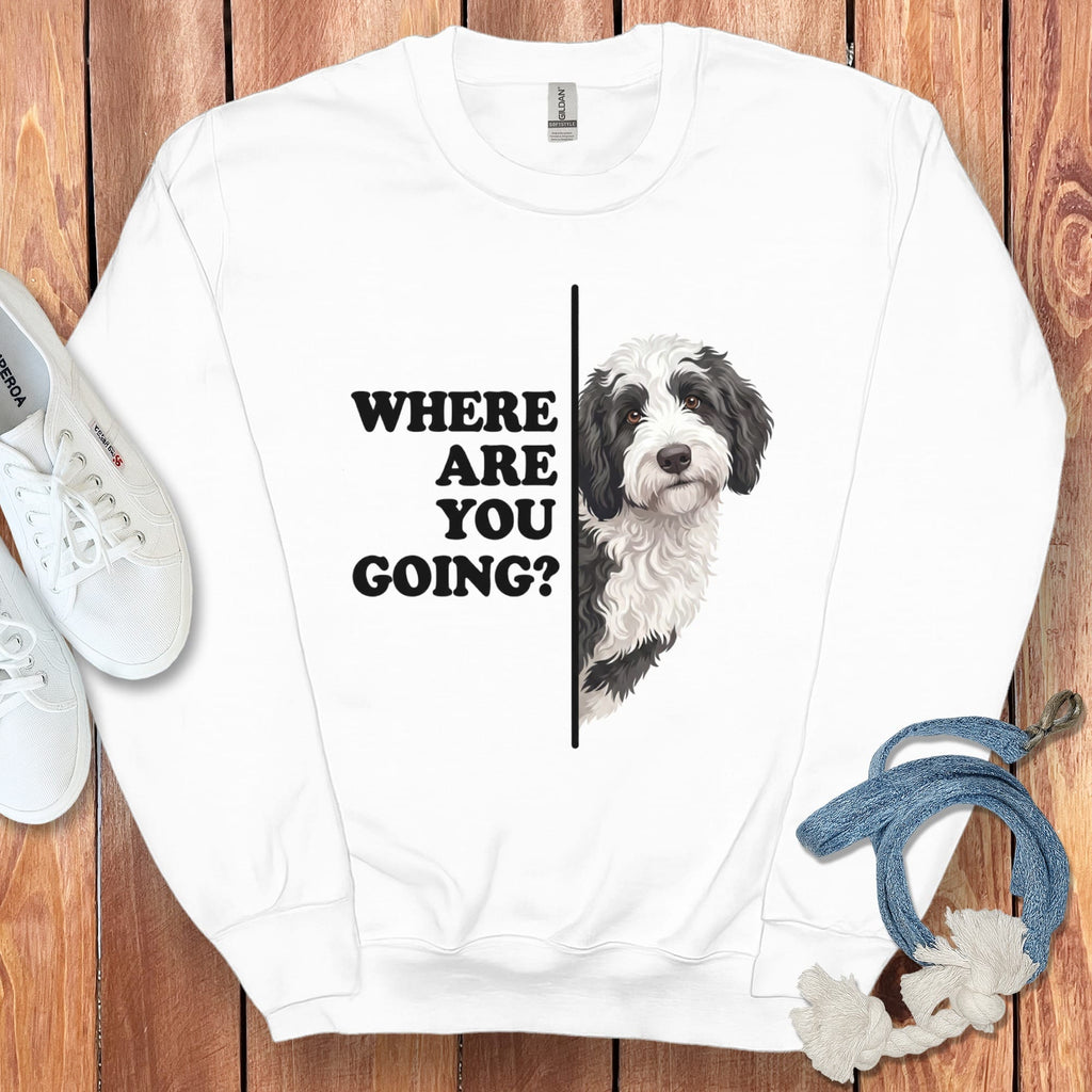 Where Going Sheepadoodle Sweatshirt in White / S by Puppy Jo