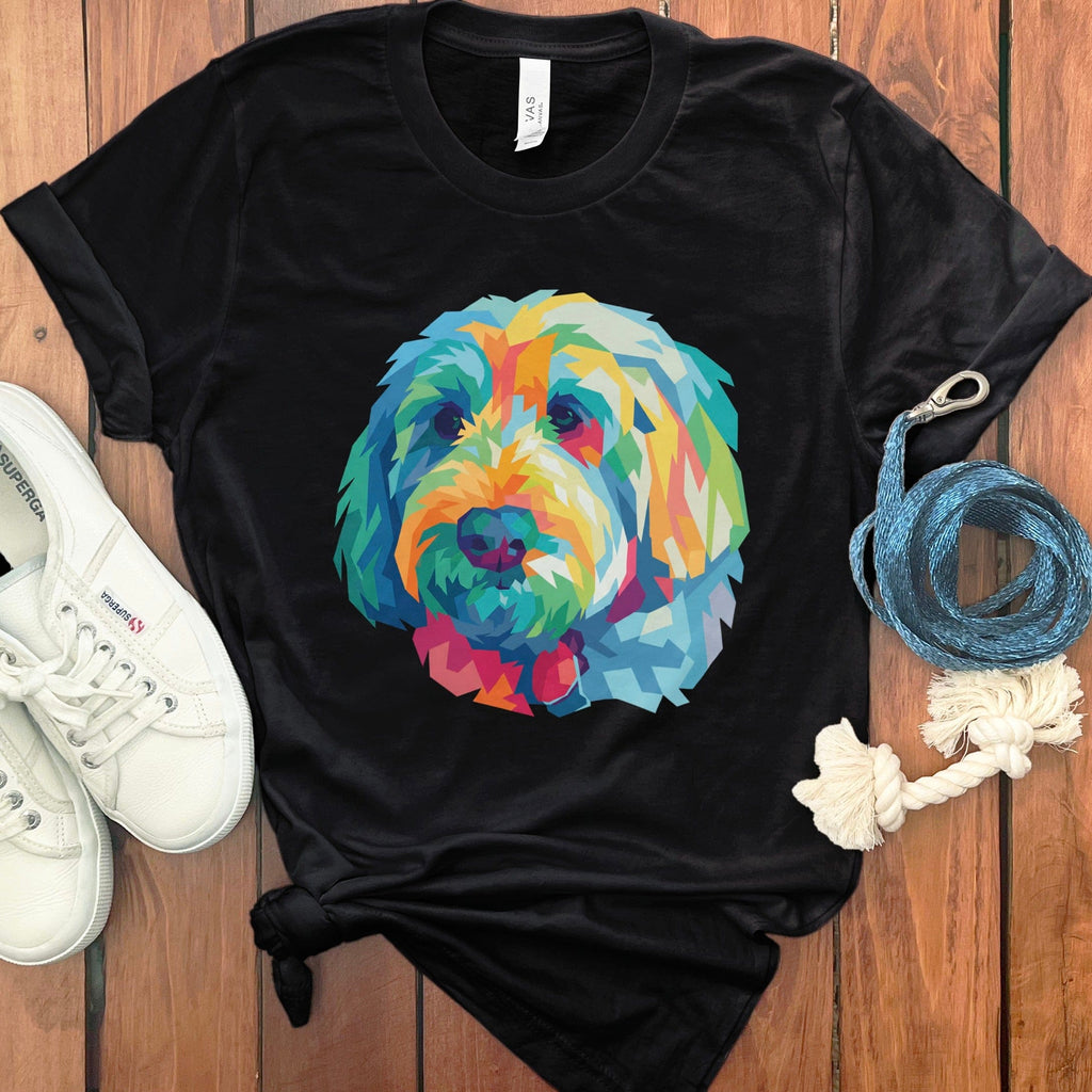 Colorful Geometric Dog Face Graphic T-Shirt