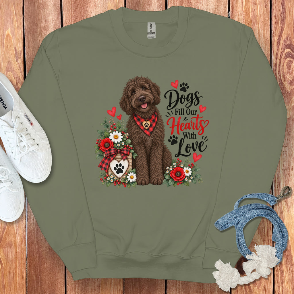 Chocolate Goldendoodle Hearts Love Sweatshirt