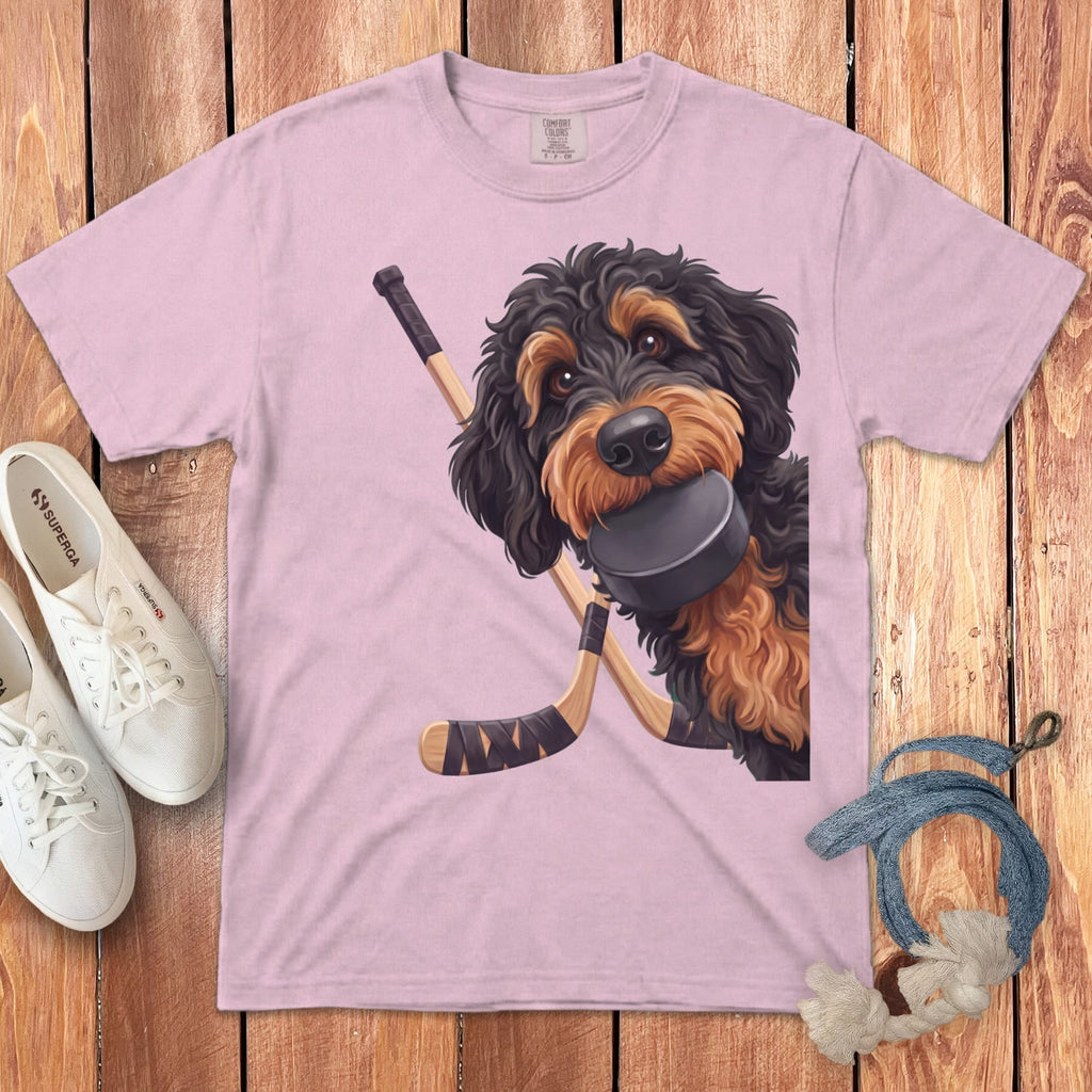 Phantom Goldendoodle Hockey Signature T-Shirt in Blossom / S by Puppy Jo
