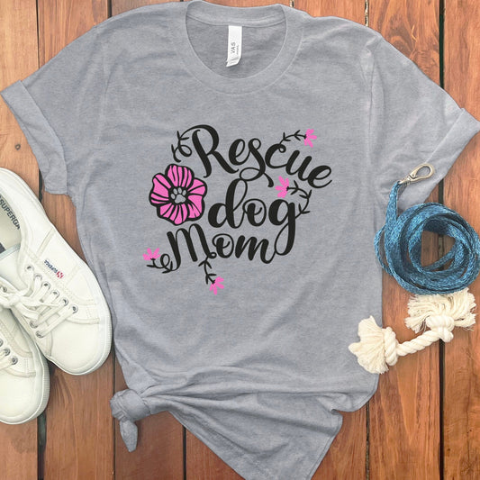 Rescue Dog Mom Tee Shirt Casual Wear Graphic Product