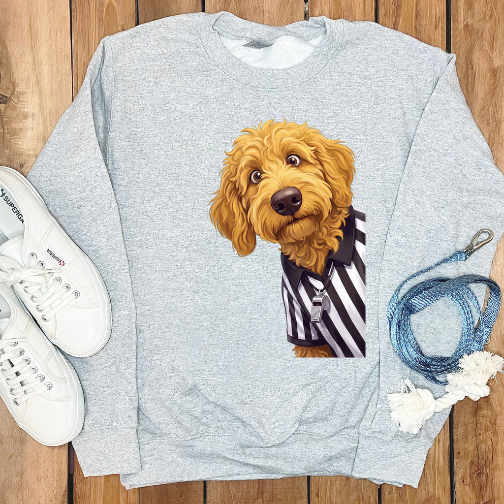 Golden Goldendoodle Football Referee Sweatshirt in Sport Grey / S by Puppy Jo