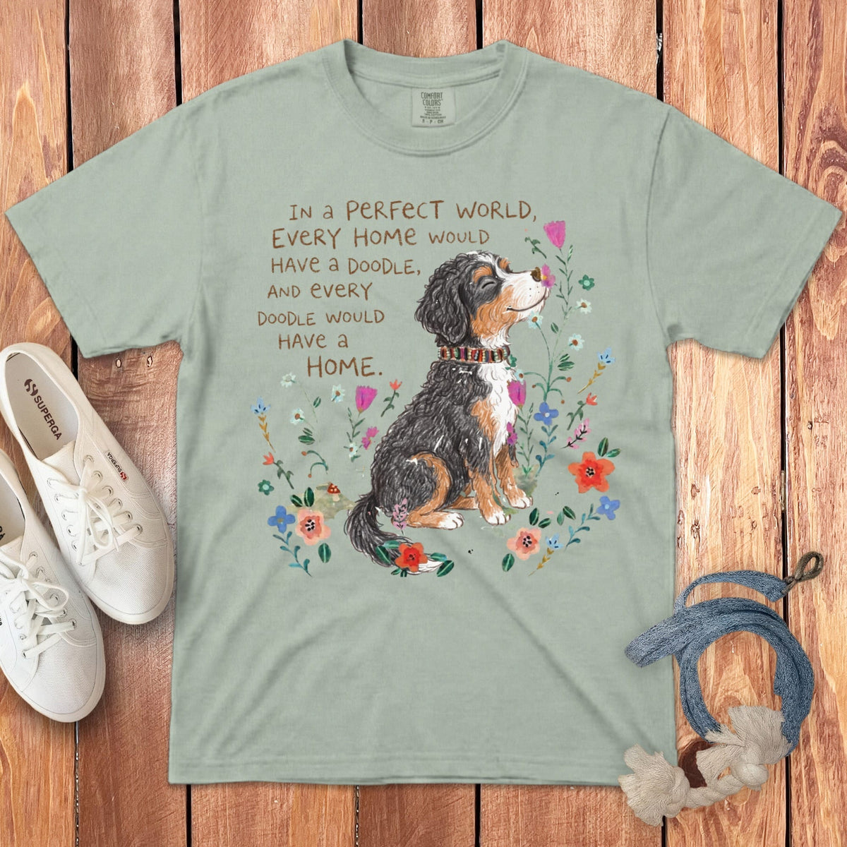 Perfect World Bernedoodle Signature T-Shirt in Bay / S by Puppy Jo