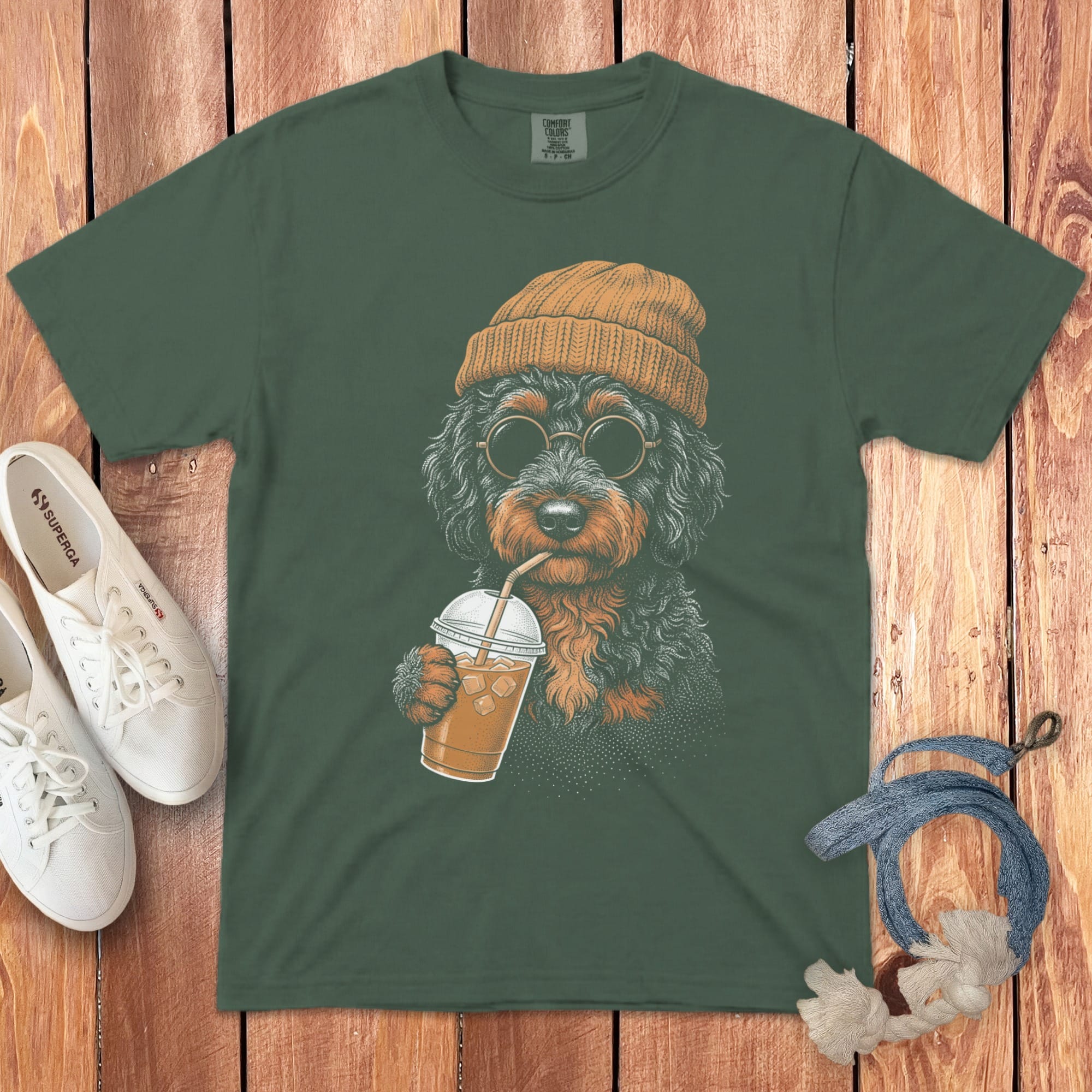 Phantom Goldnedoodle Ice Latte T-Shirt in Blue Spruce / S by Puppy Jo