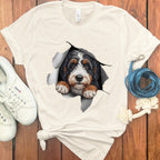 Cute dog breaking through design t-shirt