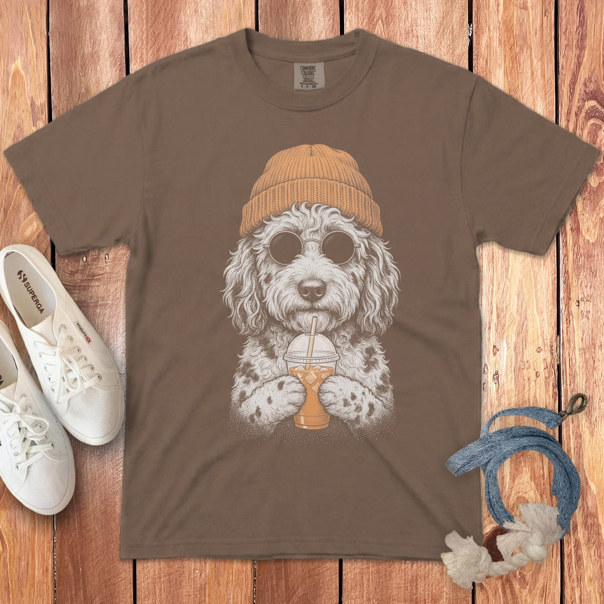 Merle Goldendoodle Ice Latte Signature T-Shirt in Espresso / S by Puppy Jo