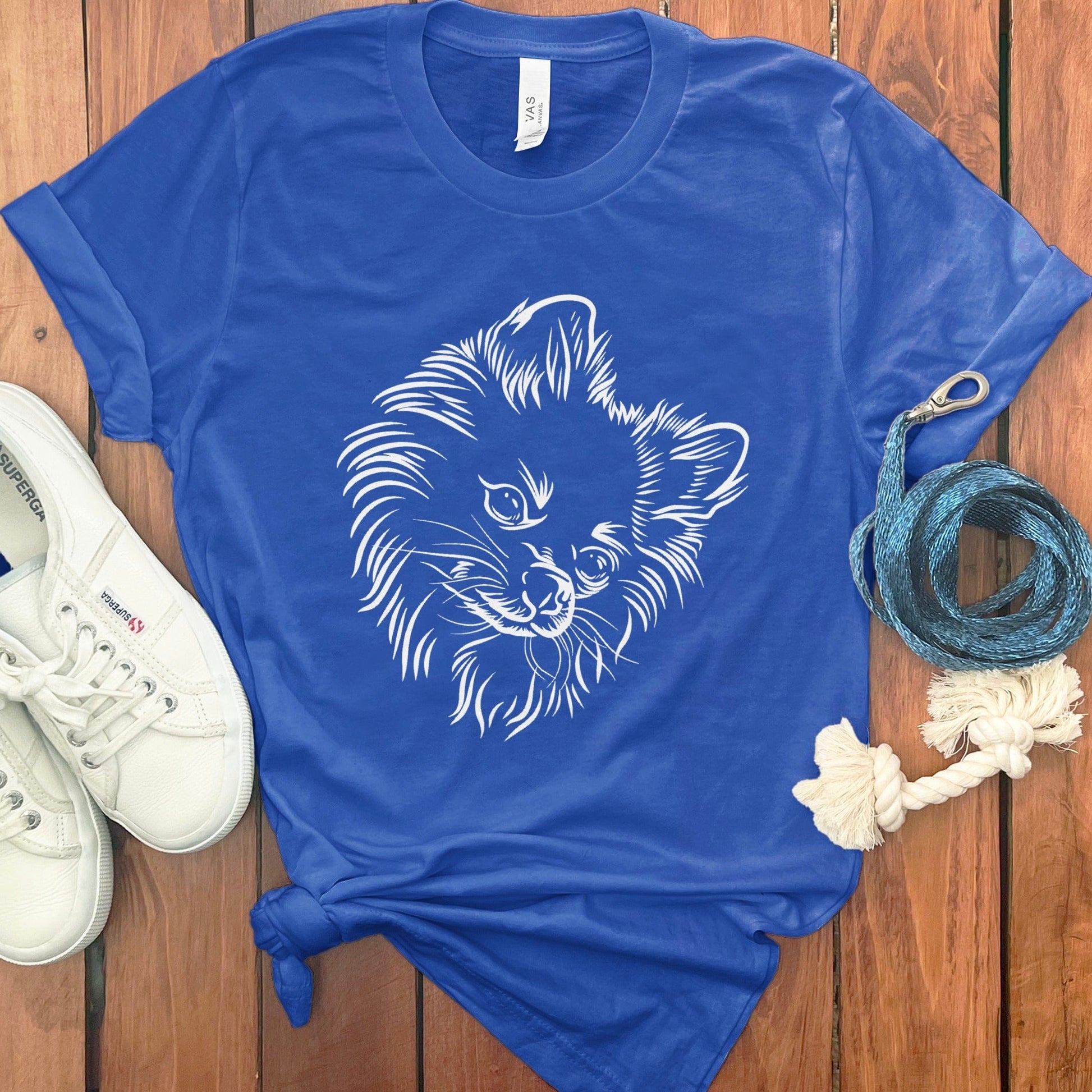 Blue Shirt with Intricate Dog Design on Shirt product