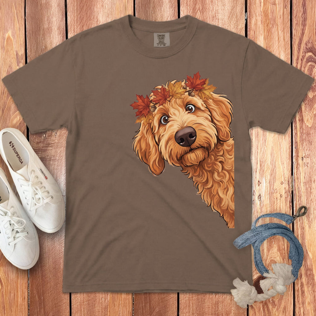 Fall Crown Apricot Goldendoodle Signature T-Shirt in Espresso / S / T-Shirts by Puppy Jo