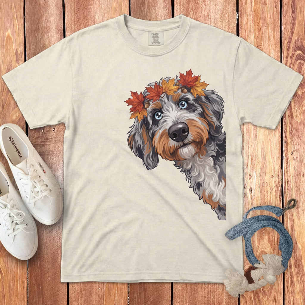 Fall Crown Aussiedoodle Signature T-Shirt in Ivory / S / T-Shirts by Puppy Jo