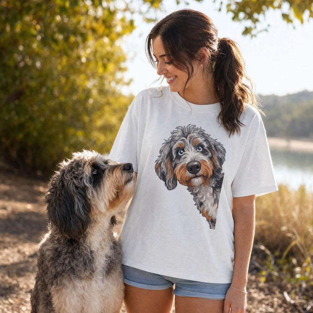 Fall Crown Aussiedoodle Signature T-Shirt in by Puppy Jo