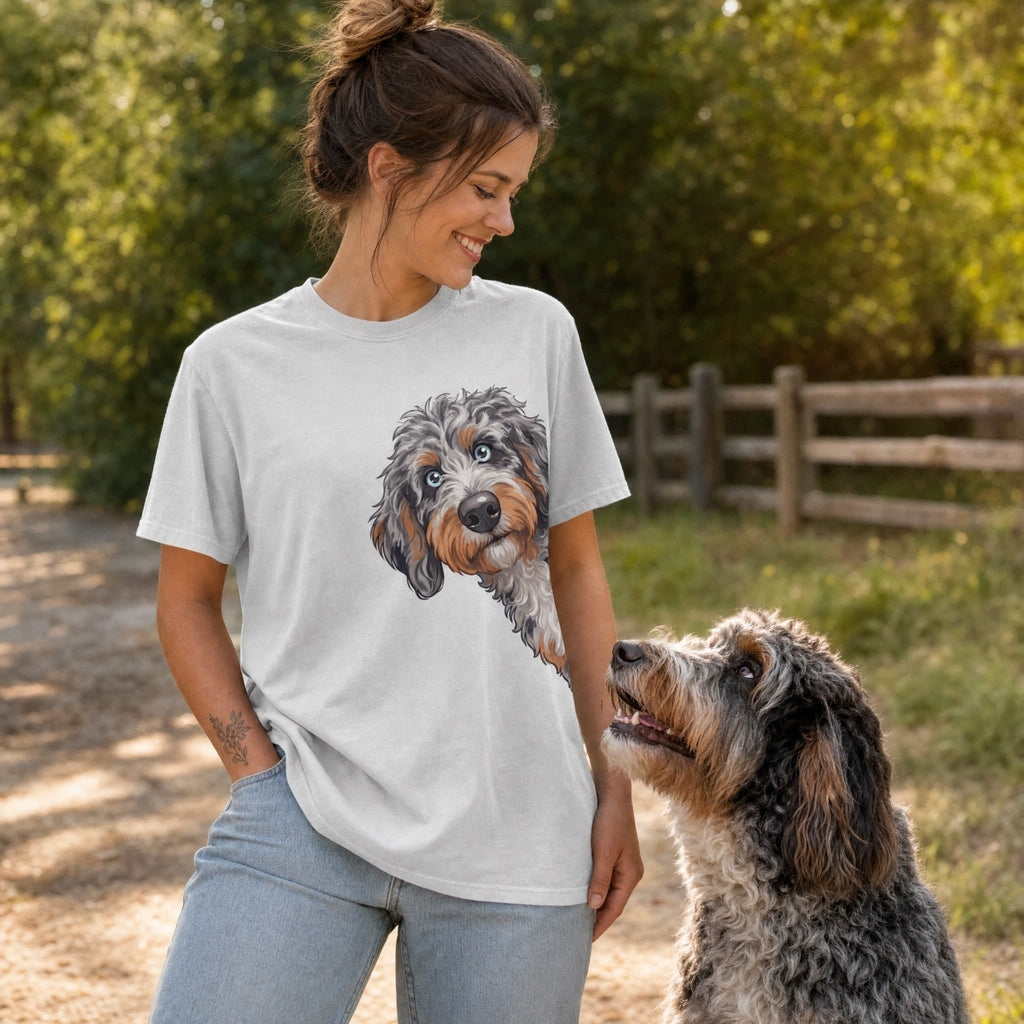 Fall Crown Aussiedoodle Signature T-Shirt in by Puppy Jo
