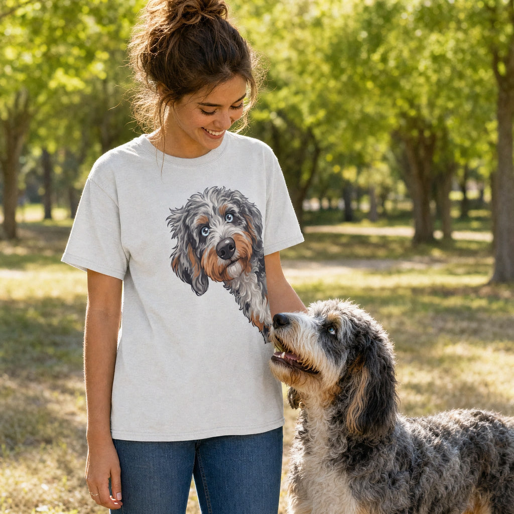 Fall Crown Aussiedoodle Signature T-Shirt in by Puppy Jo