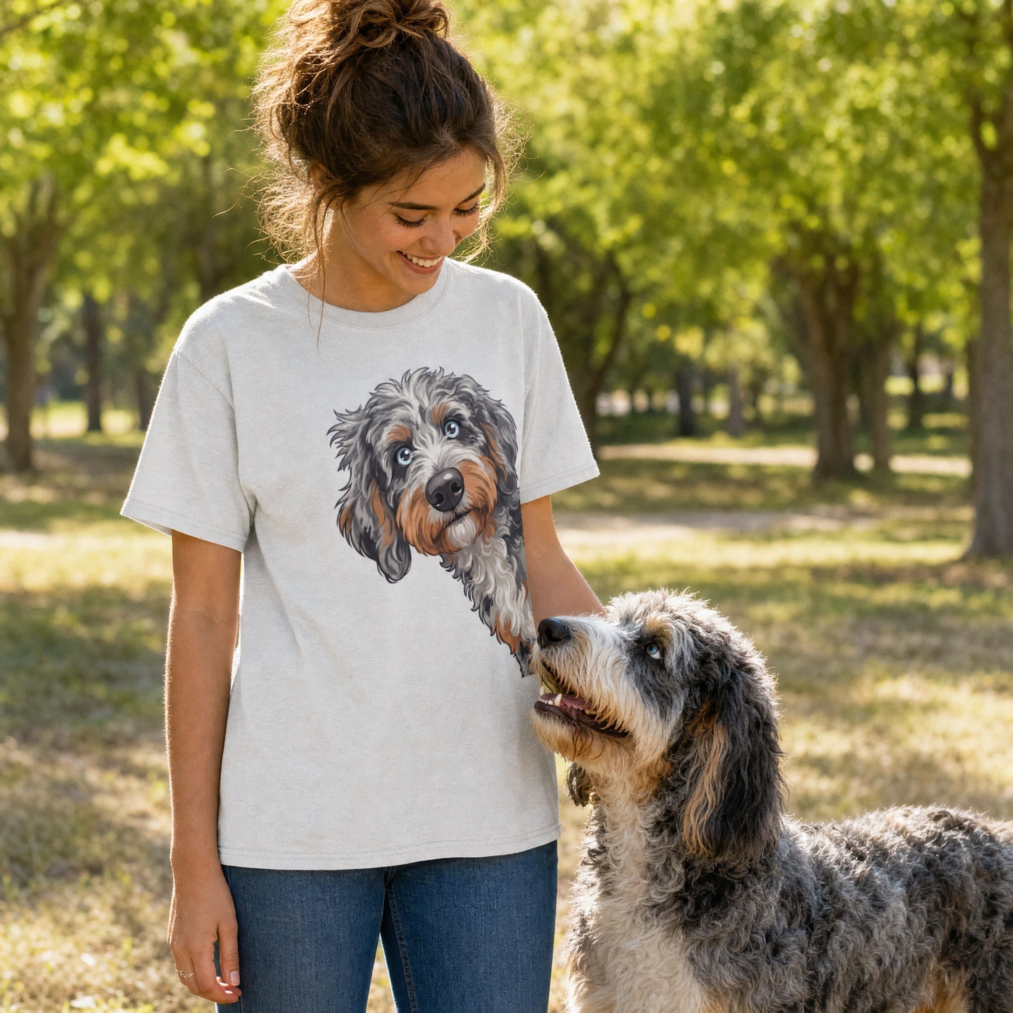 Fall Crown Aussiedoodle Signature T-Shirt in by Puppy Jo