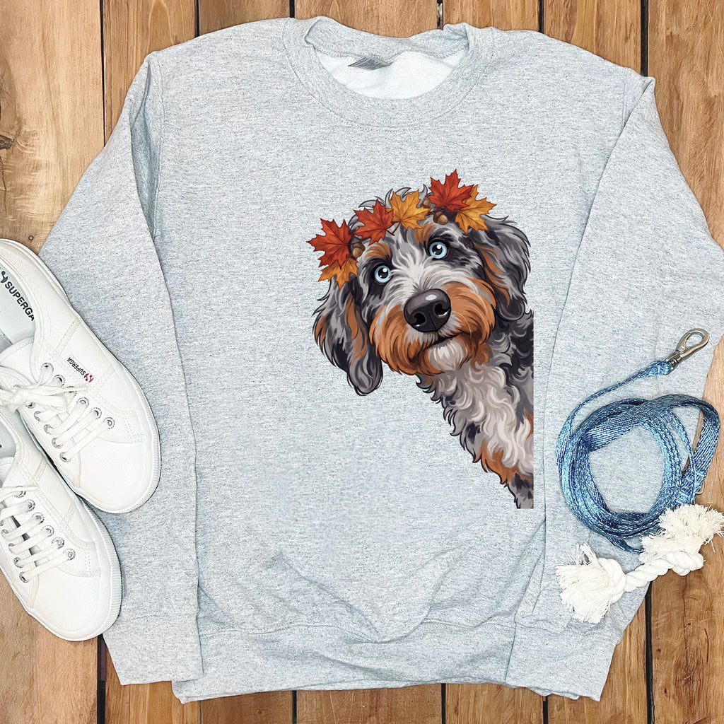 Fall Crown Aussiedoodle Sweatshirt in Sport Grey / S by Puppy Jo