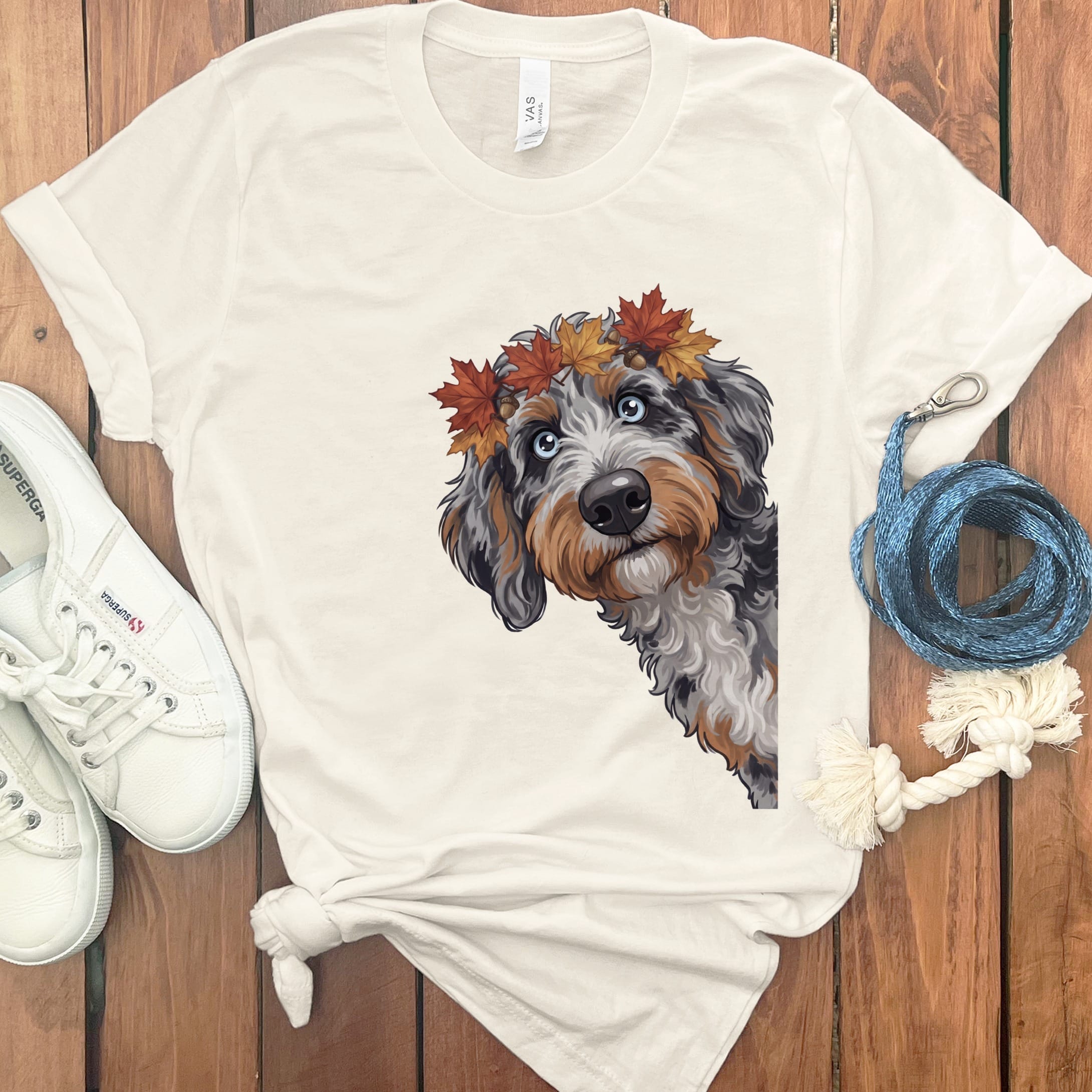 Fall Crown Aussiedoodle T-Shirt in Natural / S by Puppy Jo